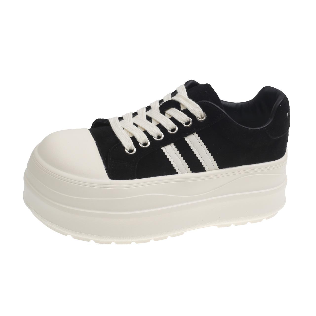 

[Fanfna] thick-soled little white shoes women s versatile fashion muffin 2025 autumn new popular casual sports board shoes 40 чорний