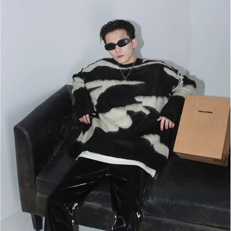 Men's knitted sweater jacket long-sleeved winter men's clothing loose lazy wind pullover sweater men's thickened warm
