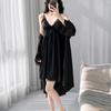 New splicing lace V-neck nightdress women's summer breathable ice silk suspender skirt with cardigan outside direct supply