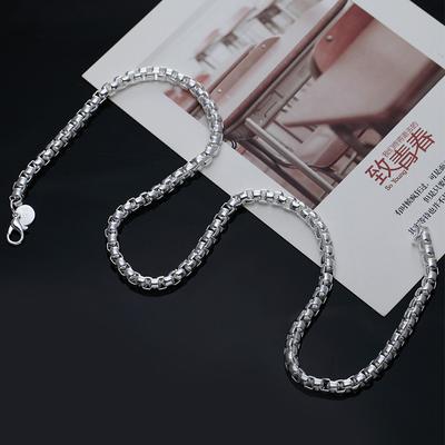 925 Sterling Sølv 5 mm Box Chain Halskjede Kvinner Jenter 18 20 24 tommers smykker
