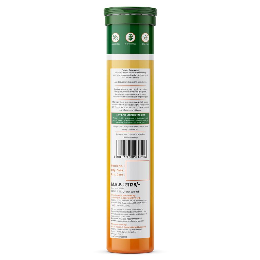 Vlado's Himalayan Organics L Glutatione Compresse Effervescenti 1150 Mg Integratore per la Luminosità della Pelle Confezione da 20 Compresse Confezione Singola