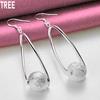 925 Sterling Silver Frosted Bead Round Ball Pendant Piercing Earrings Fashion Wedding Jewelry