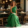Chiffon Tiered Ruffle Dress Summer One for Women Shoulder