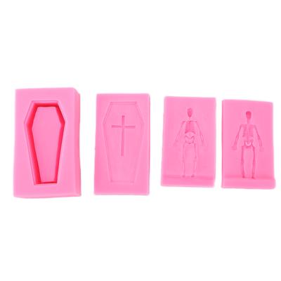 Halloween Silicone Mold 3D Coffin Skeleton Shape Nonstick Durable High Temperature Resistance