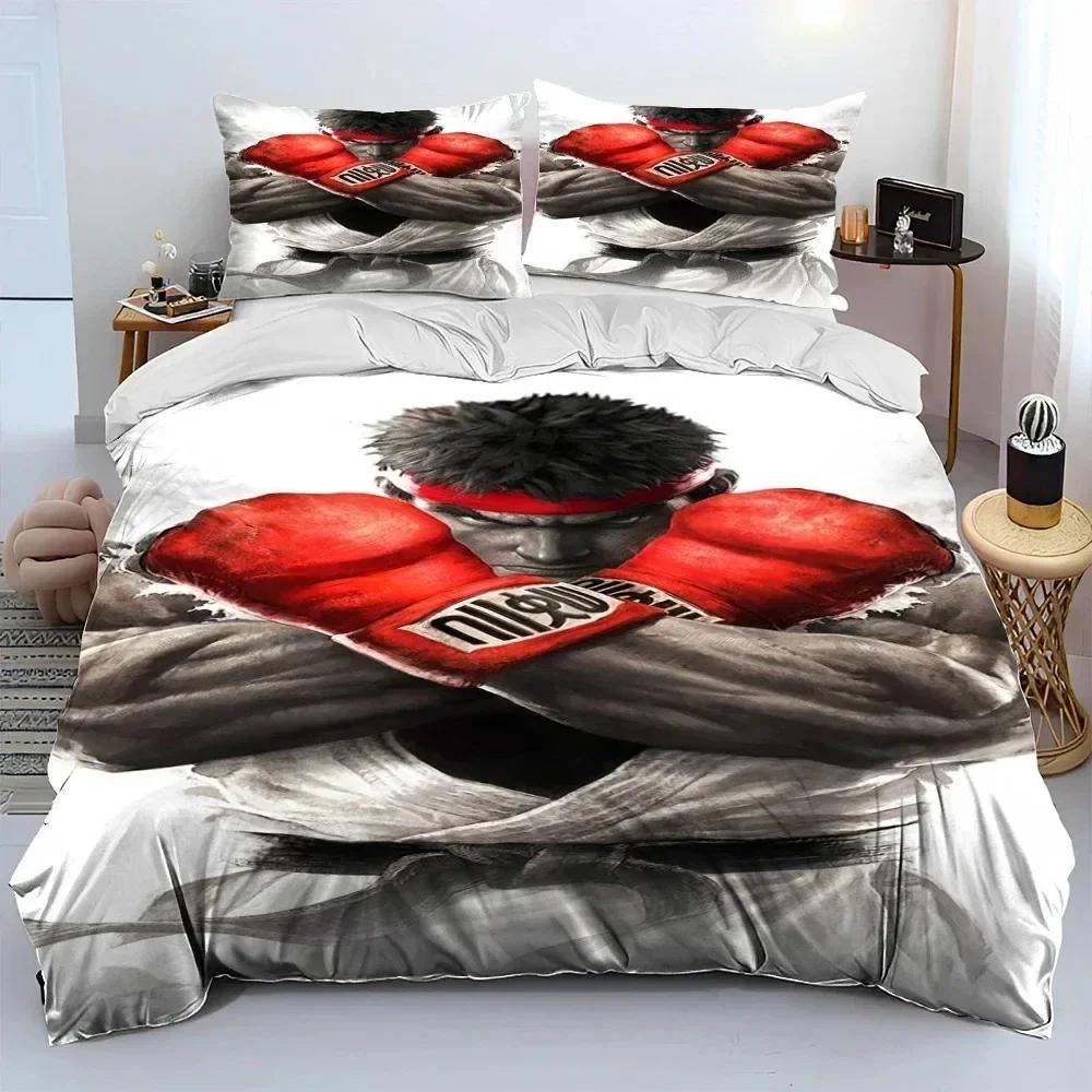 3D Print Street Fighter Retro Game Bedding Set Duvet Cover Bed Set Quilt Cover Pillowcase Comforter King Queen Size Boys Adult