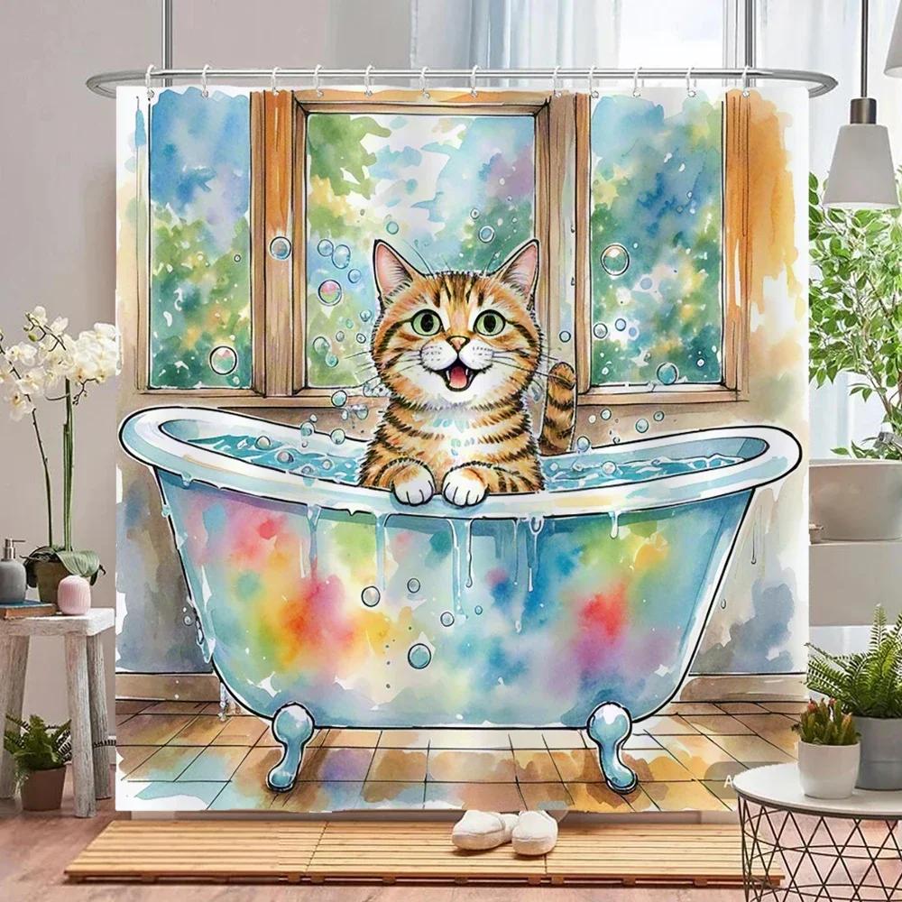 

Забавная и креативная шторка для душа с животными, водонепроницаемая занавеска для ванной, смешная занавеска для ванной с изображением льва, тигра и медведя W90XH180cm