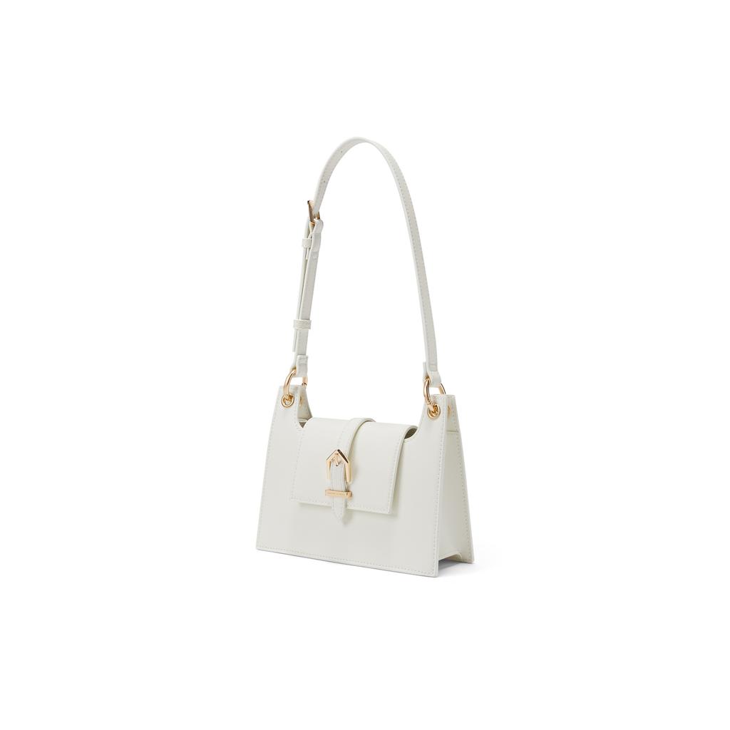 New CHARLES&KEITH PU Shoulder Bag, Portable Crossbody Bag Small Women's White/Brown CK2-20701342