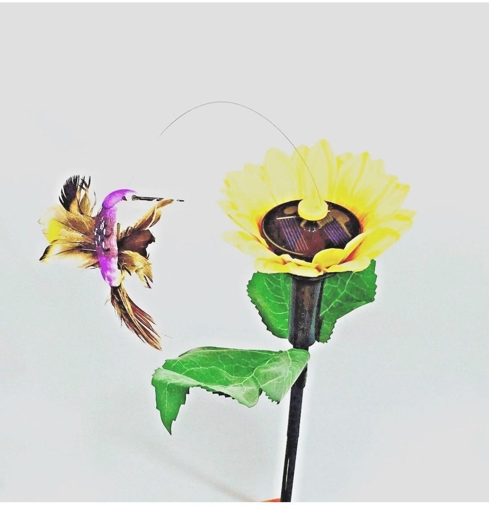 With Sunflower Solar Fluttering Hummingbirdsolar Or Battery Power Stake Garden