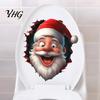 Merry Christmas Toilet Decor Funny Santa Sticker, Lid Decal, Self-Adhesive, 3D Holiday Stickers Hole Waterproof PVC Wall Sticker for Bathroom Tank Art