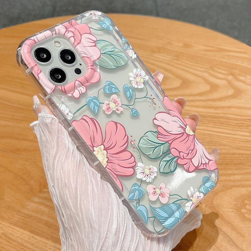 Summer Floral Rose Printed Phone Cases for Samsung S24 S23 Ultra S22 Plus S21 FE A53 A52S A14 A15 A54 A55 Airbag Anti-Drop Cover