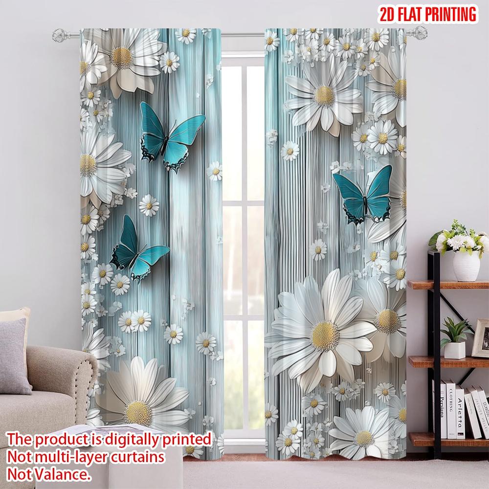 

2D flat printing 2pcs Rod Hole Window Treatment Perfect For Bedroom Office Kitchen Living Room And Study Contemporary Style 52.50 × 116.00 cm 2 pcs