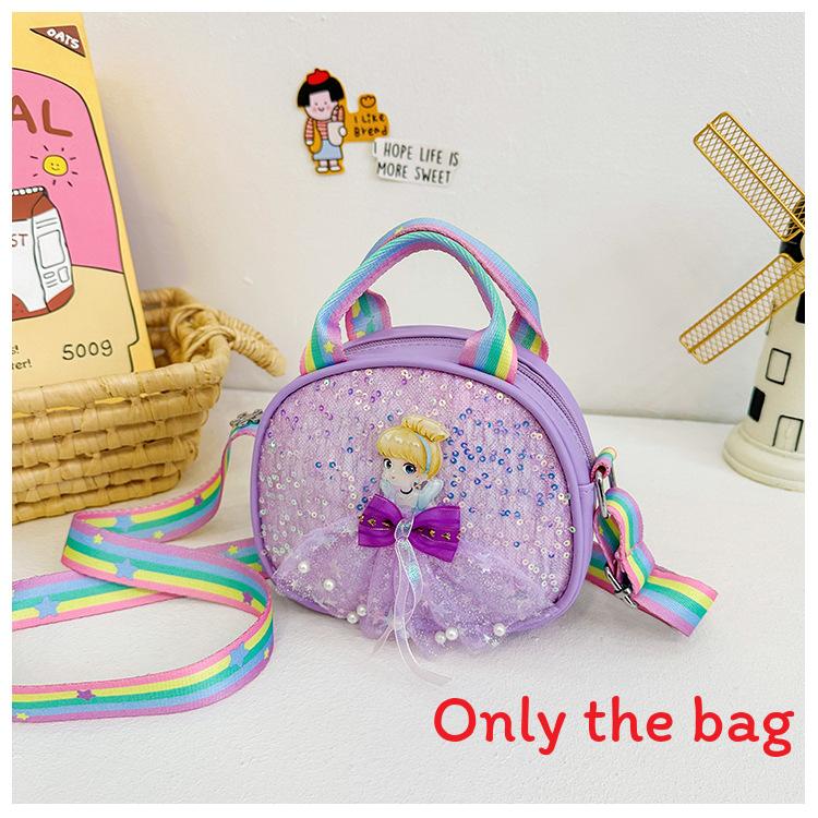 

Cute Cartoon Bow Girl Pattern Childrens Shoulder Bag With Design Sequins StyleD