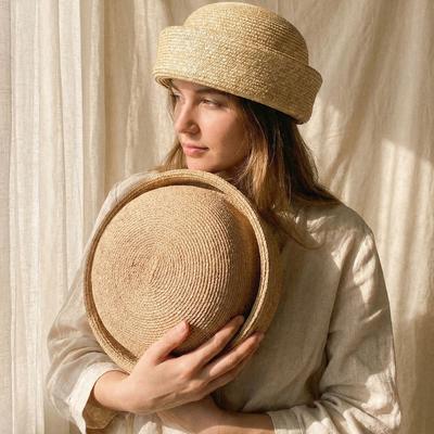 French Berets 100% Luxury Round Straw Hat Summer Fashion Flat Berets Hand Woven Natural Straw Sun Hats Japanese Retro Sailor Hat