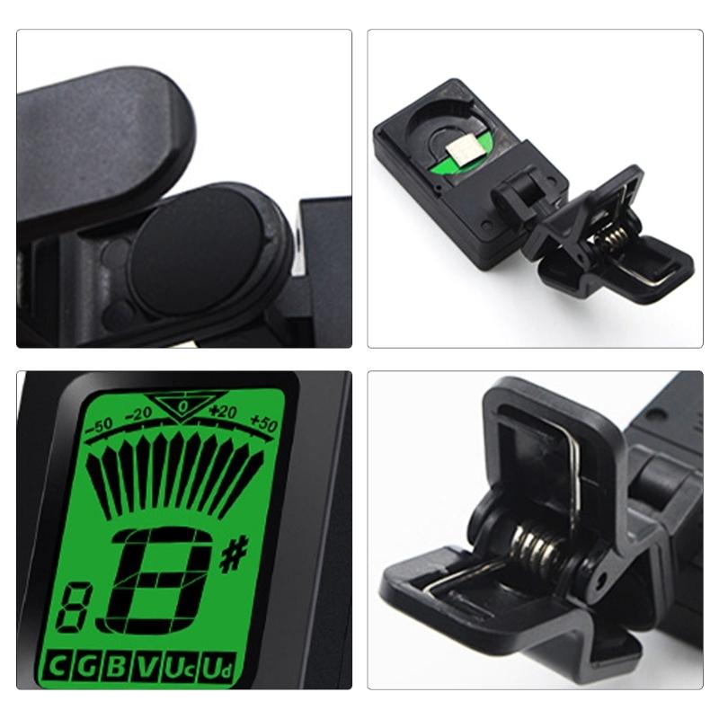 Guitar Tuners Clip On Digital Electric Tuner with 360 Degree Rotations and LCD Display, Guitar Metronome Tuner for Bass