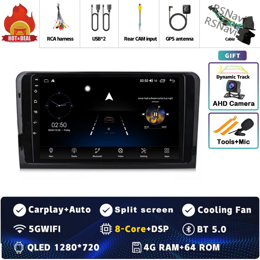9" Android 14 Carplay Car Radio For Mercedes Benz M-Class W164 GL-Class X164 ML GL Multimedia Video Player GPS Stereo 2Din Auto