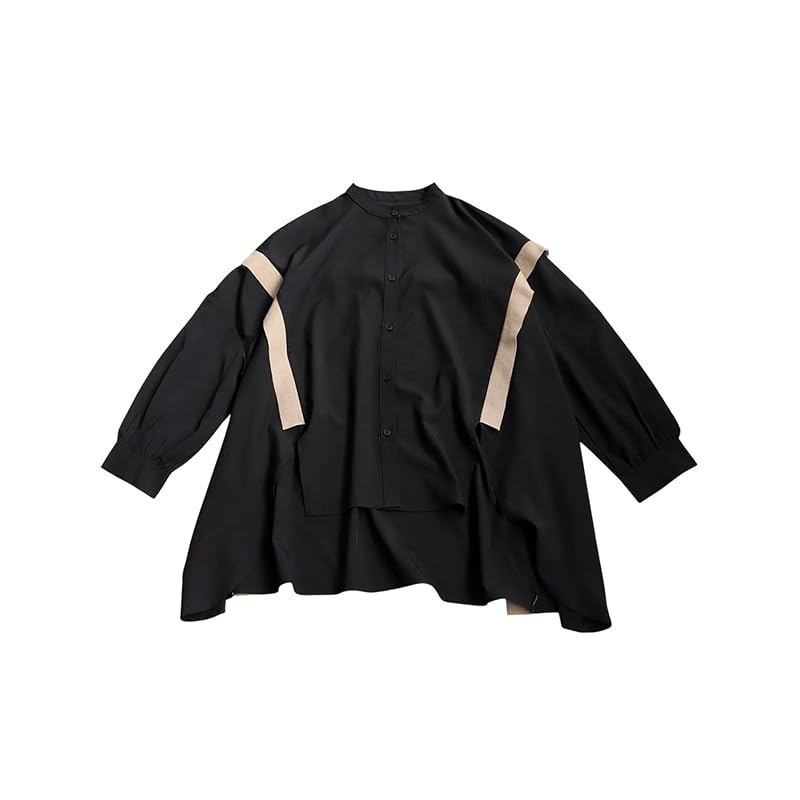 [antiqua] [Antica] switching shirt ladies tops long sleeve PY-00803 Onesize 05 black