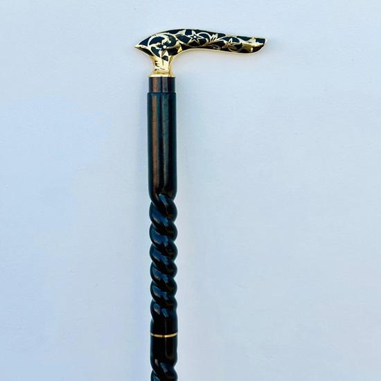 Victorian Flower Leaf Black Wooden Walking Stick Brass Cane Gift for Men Women Handmade Design Gift Everyday Use Best Gifts