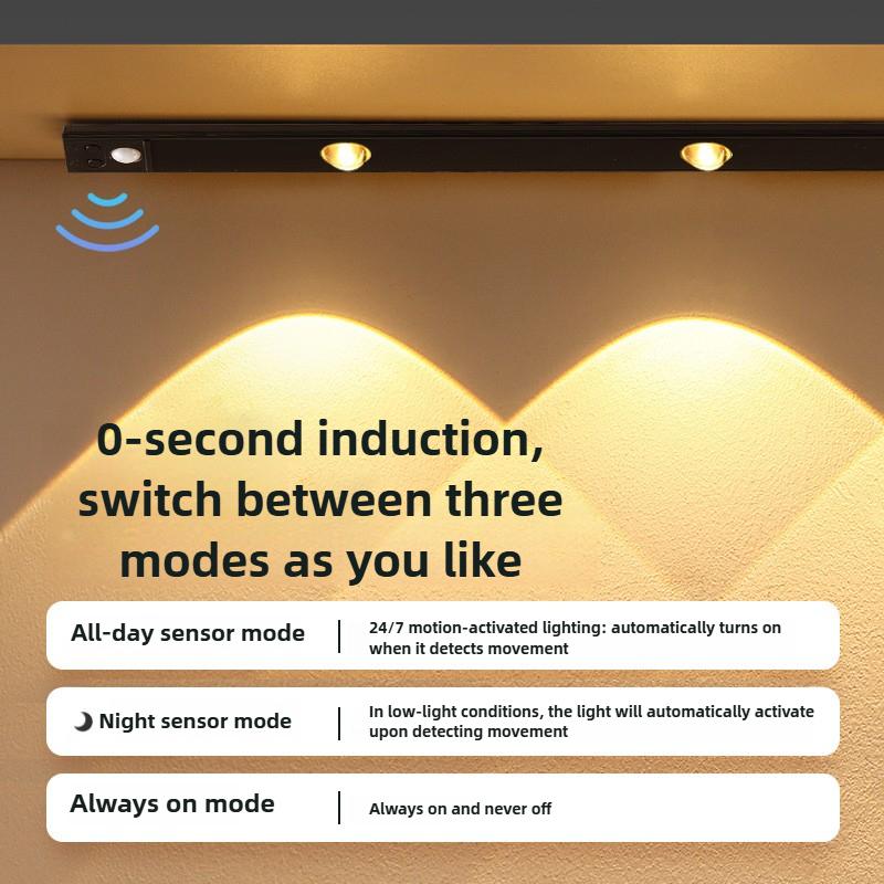 Motion-Activated LED Cat's Eye Hill Strip Light Hole-Free Charging Smart Night Light Strip