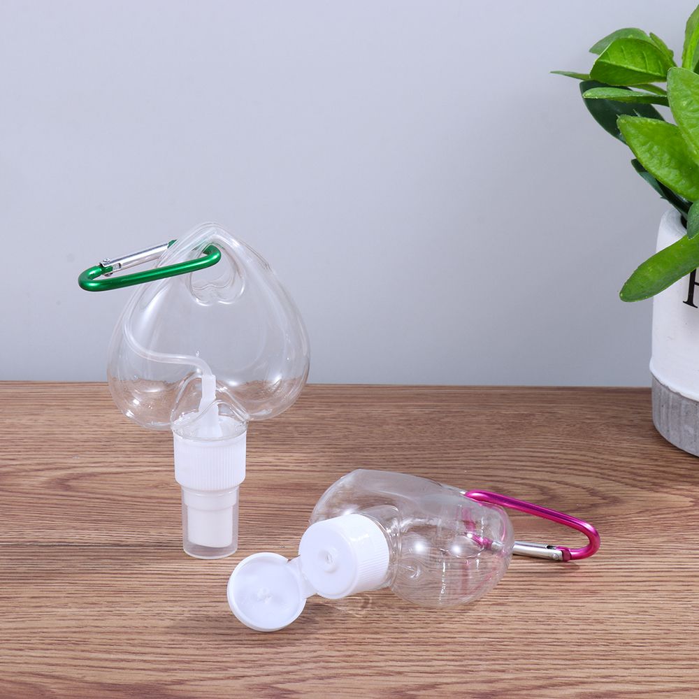 Refillable Alcohol Travel Empty Container Bottle Leaf Heart Spray Bottle With Metal Hook Lotion Jar