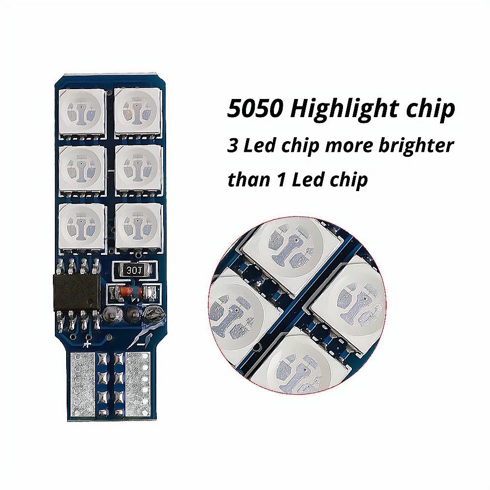 Auto Interior Decoration Lamp T10 W5W 5050 Atmosphere Car Light 12V RGB 12LED Blub with Remote Controller Colorful Reading Lamp