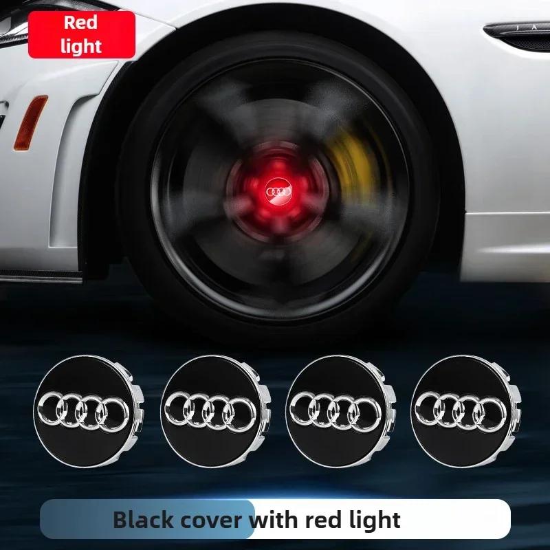 For Audi  A84Pcs 60mm 61mm 69mm LED Wheel Center Hub Cap Light Floating Illuminated Cover for Audi A3 A4 A5 A6 Q3 Q5 Q7 etc