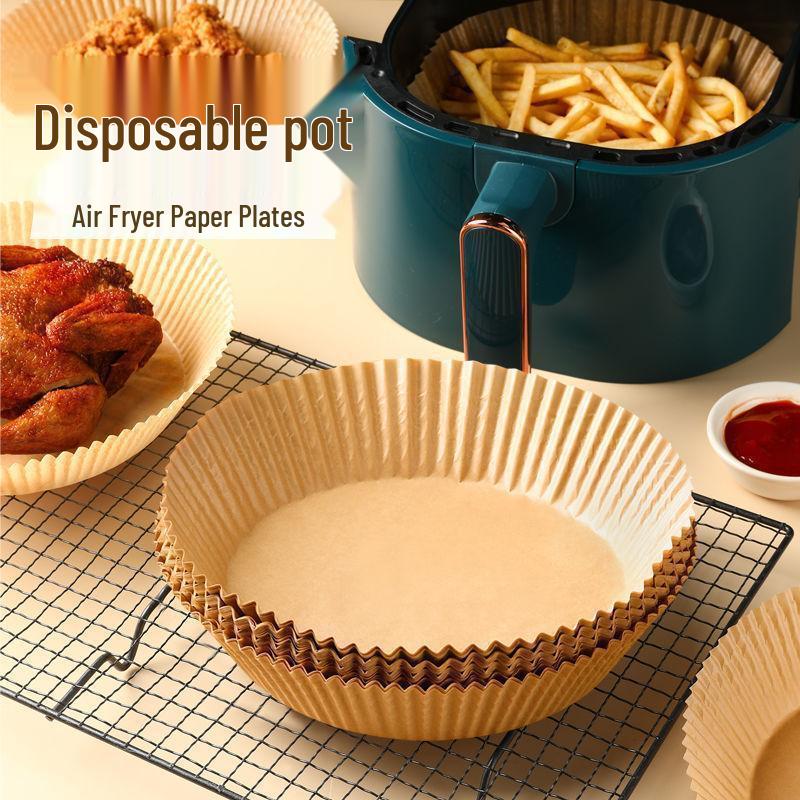 High-Temp Disposable Oil-Absorbing Air Fryer Paper Plate, Food-Grade Round Baking Roasting Pad