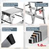 2-3 Layer Anti Slip Aluminum Ladder -22IN - Silver