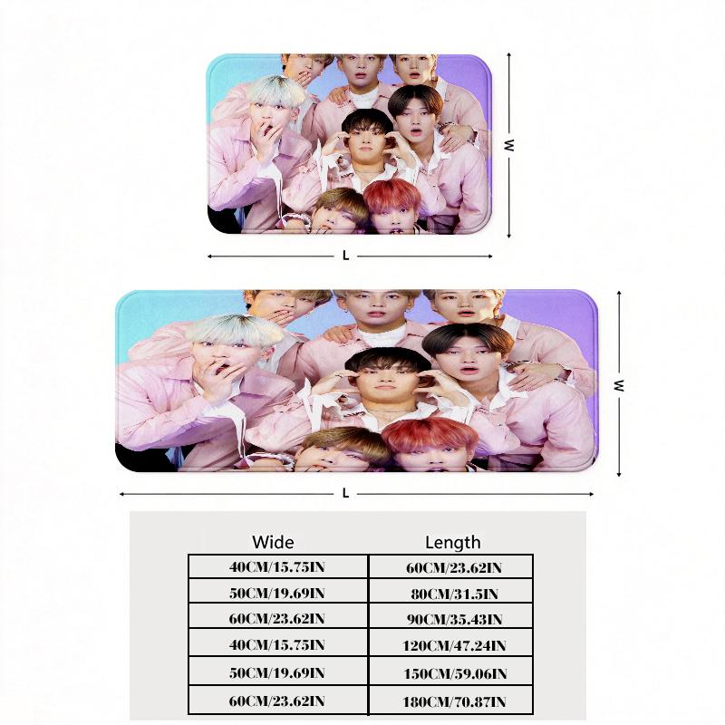 ATEEZ Print Flannel Kitchen Mat Christmas Soft Area Rug Non Slip Floor Carpet Home Decoration