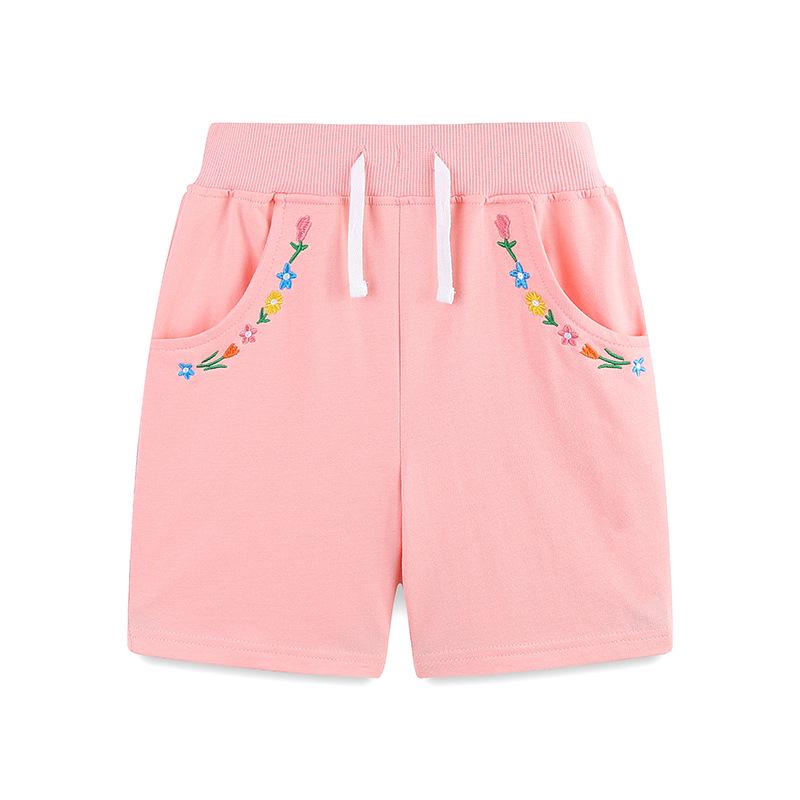 European-Style Embroidered Girls Summer Sports Capris 5Y