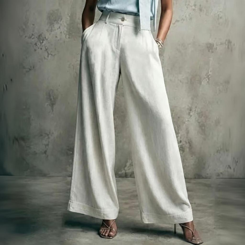 Women's High Waist Wide Leg Pants Loose Fit Casual Trousers Lightweight Comfortable Relaxed Fit Full Length
