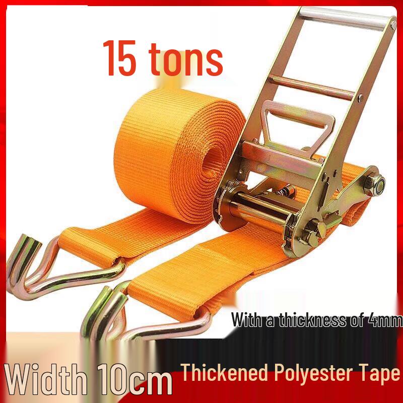Jundingying 15-Ton Heavy Duty Double Hook Ratchet Tie-Down Strap, 5m x 10cm