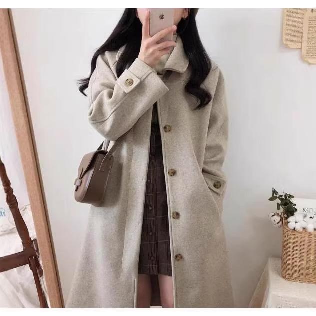 Women's Plus Size Mid-Length Wool Coat - New Korean Style for Autumn/Winter