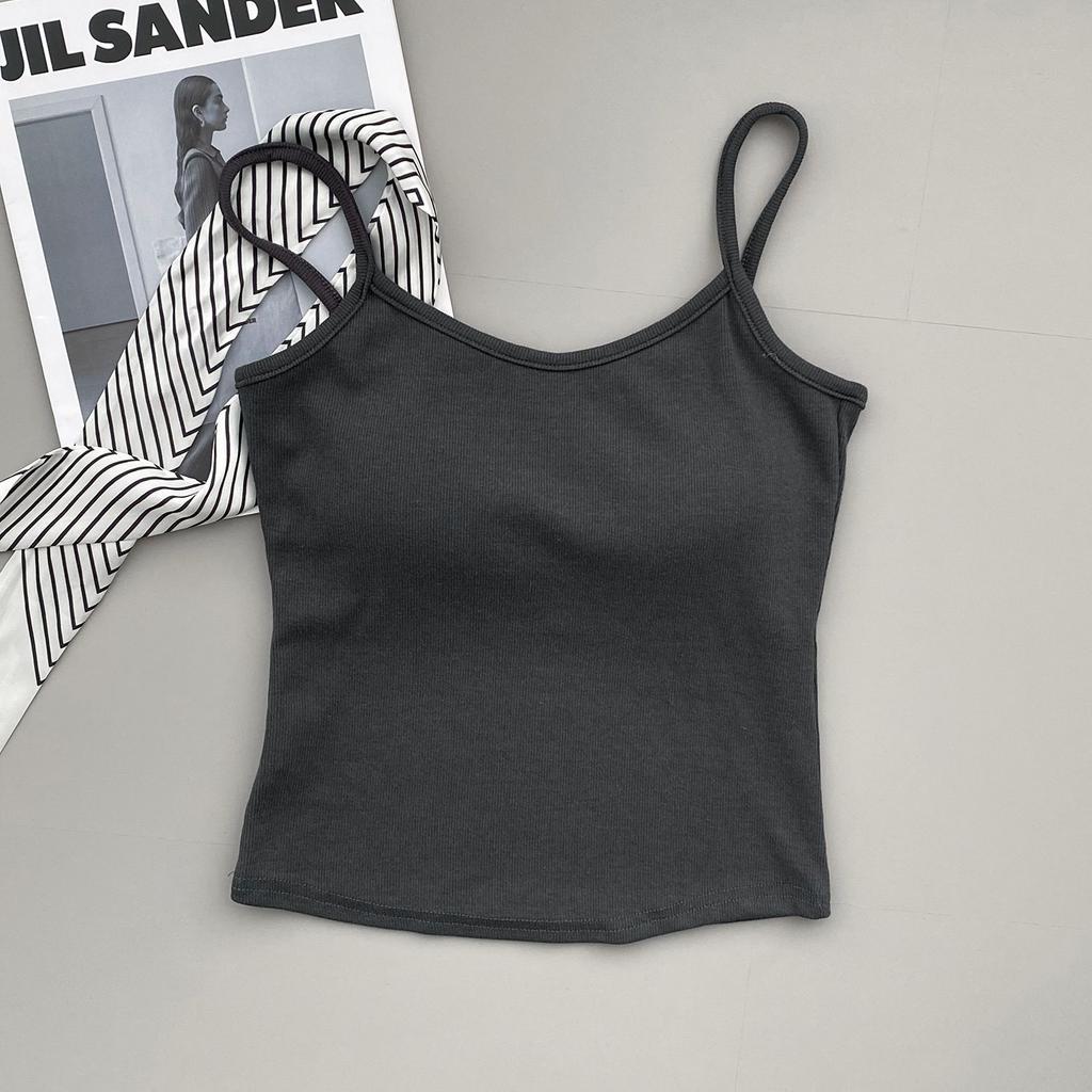 Women's Padded Camisole Top, Stretchy Slimming Cami with Built-in Bra, Pure Desire Style Spring Summer Basic