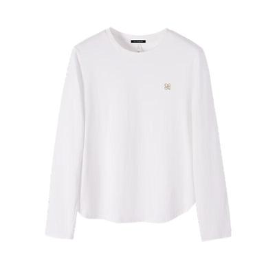 La Chapelle Women's Long-Sleeve Cotton Crew Neck T-Shirt