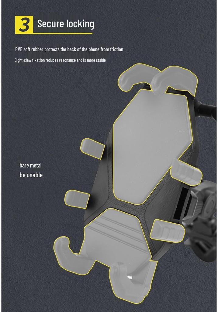 Shockproof Motorcycle Phone Holder with Anti-theft and Charging Features