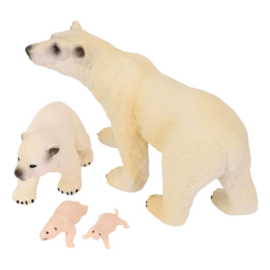 4 Pcs Polar Bear Growth Cycle Statue Cognitive Development Detailed PVC Wild Life Animal Figurine
