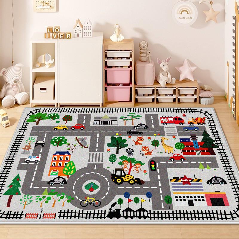 Children Traffic Road Play Living Room Carpet Decoration Home Non-slip Soft Rug Bedroom Bedside Foldable Plush Floor Mat Tatami