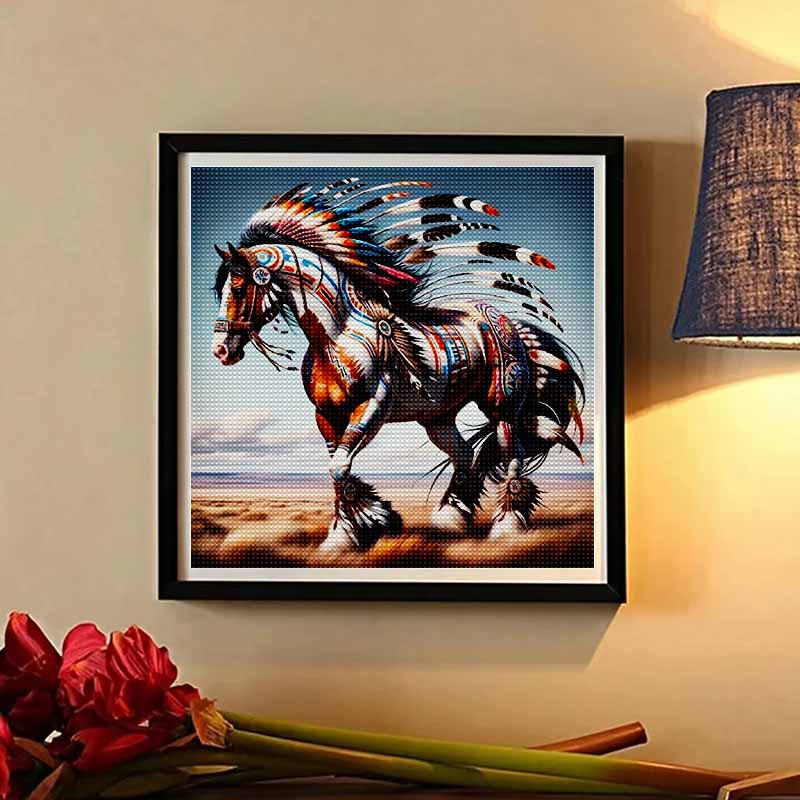 New Arrival 5D DIY Full Circle Diamond Painting "Ethnic Horse Decoration" Embroidery Cross Stitch Home Decor Gift