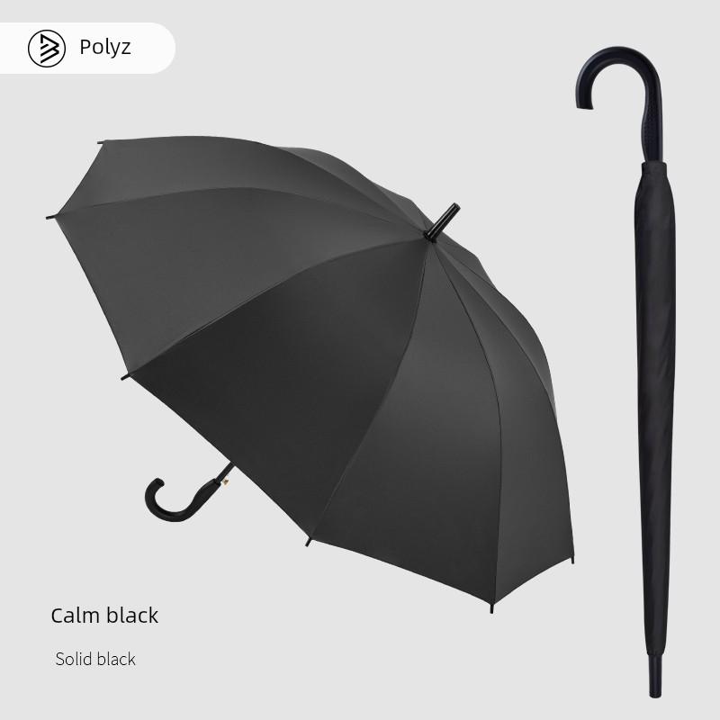 Baolizi Automatic Long-Handled Umbrella with Curved Hook Handle for Men, Business Windproof, Stormproof, Enlarged, Thickened, Reinforced and Sturdy