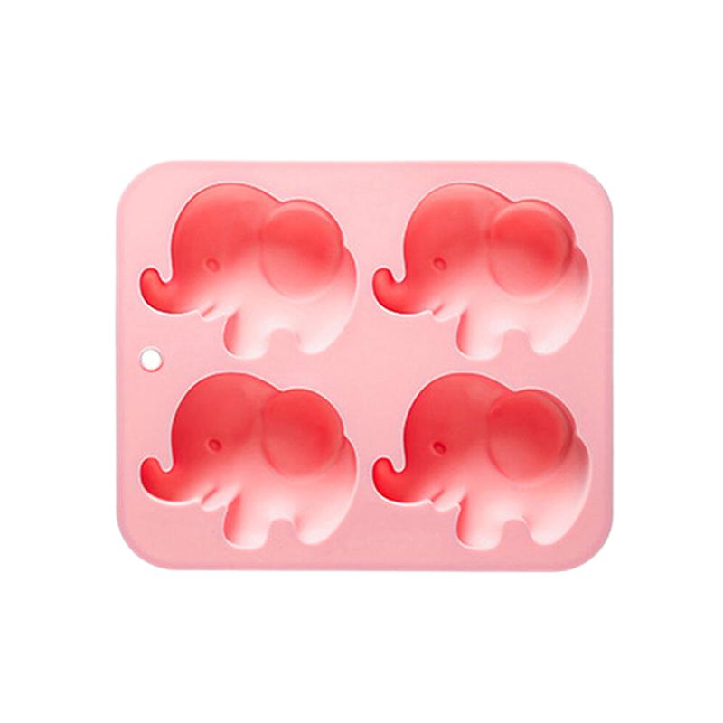 

4-Hole Baby Elephant Silicone Mold Cute Animal Fondant Candy Chocolate Mould Baking Tools Ice Grid Soap Epoxy Resin Mold розовый