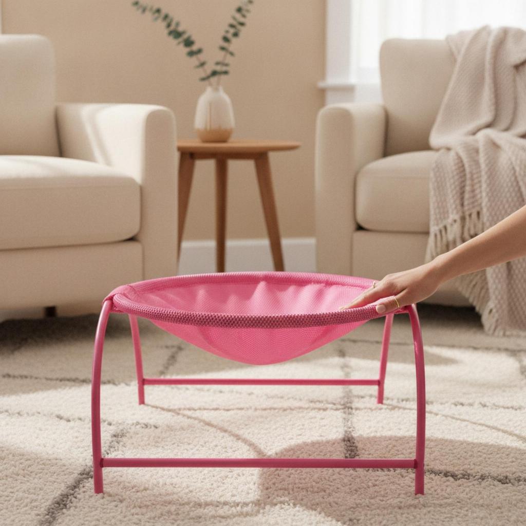 Cat Bed with Metal Stand Breathable Mesh Sling Long-Lasting for Indoor, Cats