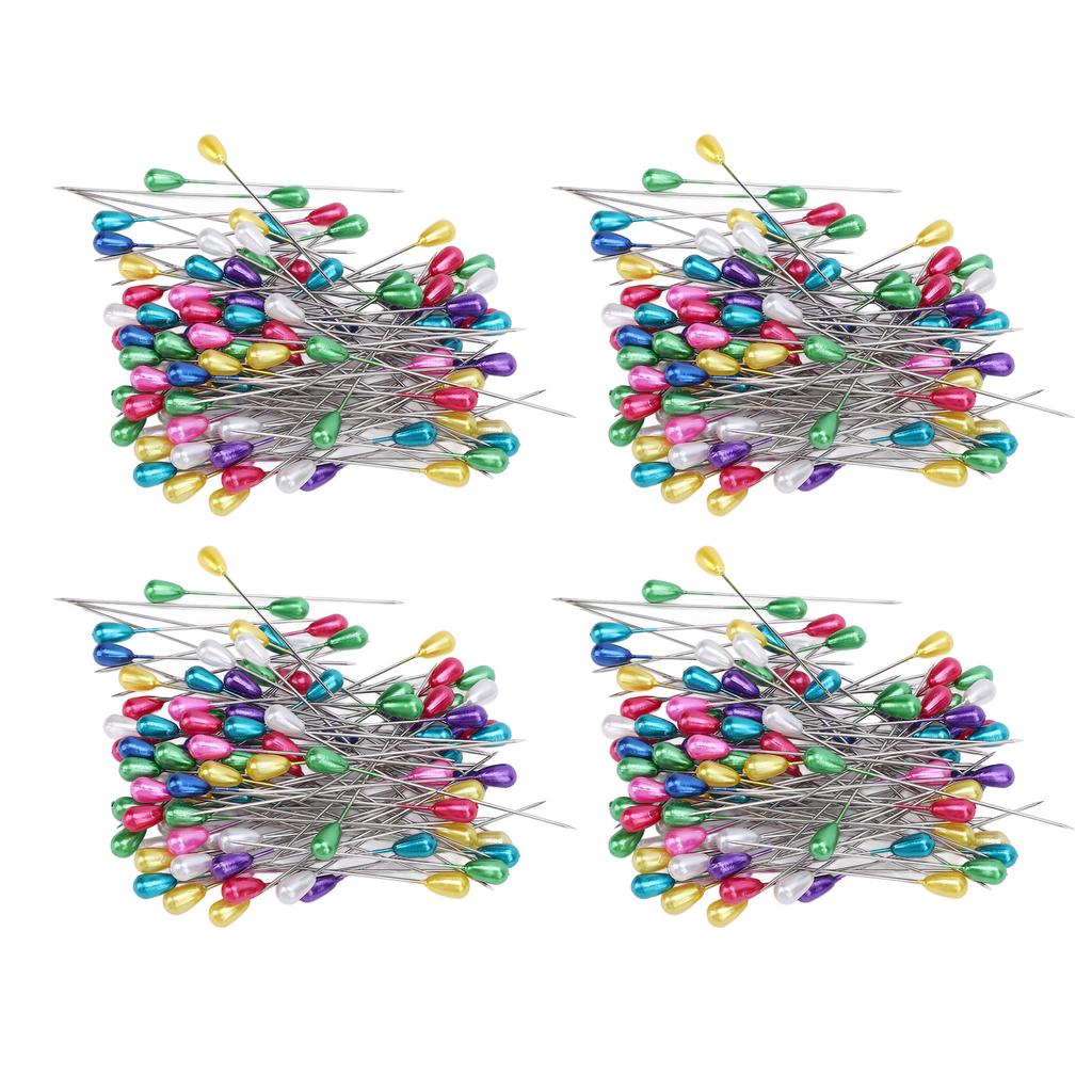 400Pcs Corsage Pins Teardrop Colored Pearl Head for Wedding Boutonniere Fabric Jewelry Making Sewing Flower Decorations