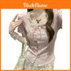 Plain Weave T Shirt With Lace Embroidery For Summer Casuals