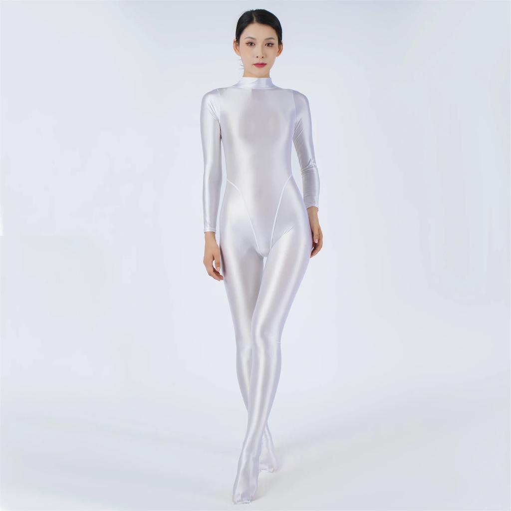 Sexy Women'S Jumpsuit High Elastic Satin Shiny Shaperwear Bodysuit Woman Clothing Nightclub Dance Wear Elegant Party Tights