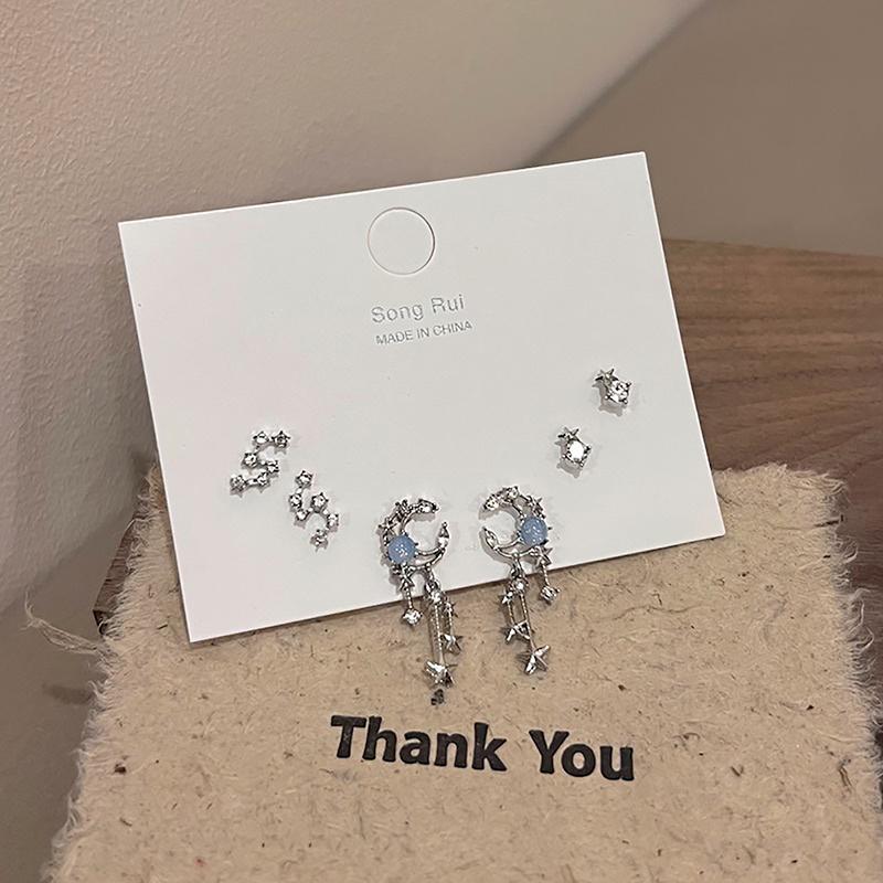 

6 шт./набор Y2K Серьги-гвоздики с бантиками, сердечками и цирконами для женщин, девушек, модные серьги-пирсинги со звездами и луной, милые крутые украшения, подарок для вечеринки