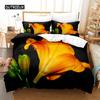 Yellow Flowers  Queen Size Bed Ensemble Comforter Cover Sets Bedding Digital Printing Bed Linen King Size Size Comforter Cover Kit Bed Ensemble