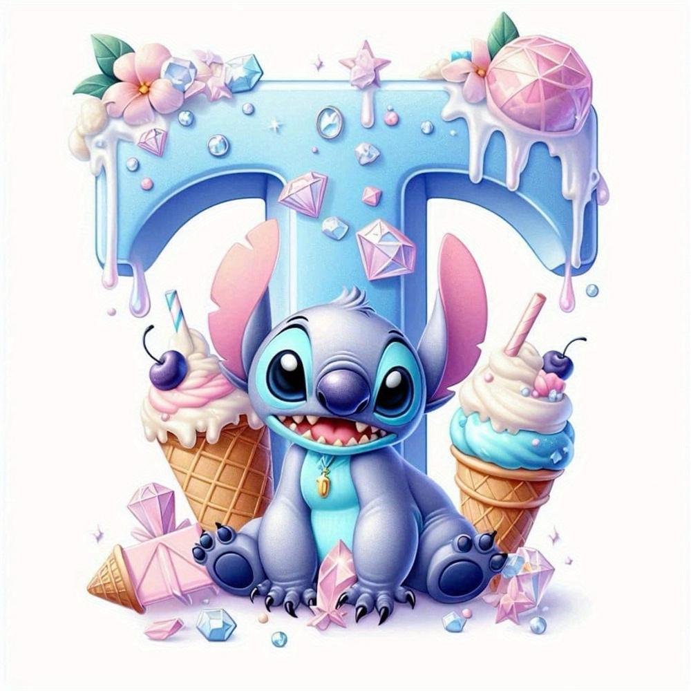 Disney Bordado de Diamantes Punto Mosaico de Dibujos Animados Novedad 26 Letras Pintura Imagen de Pedrería Helado Decoración Habitación Infantil
