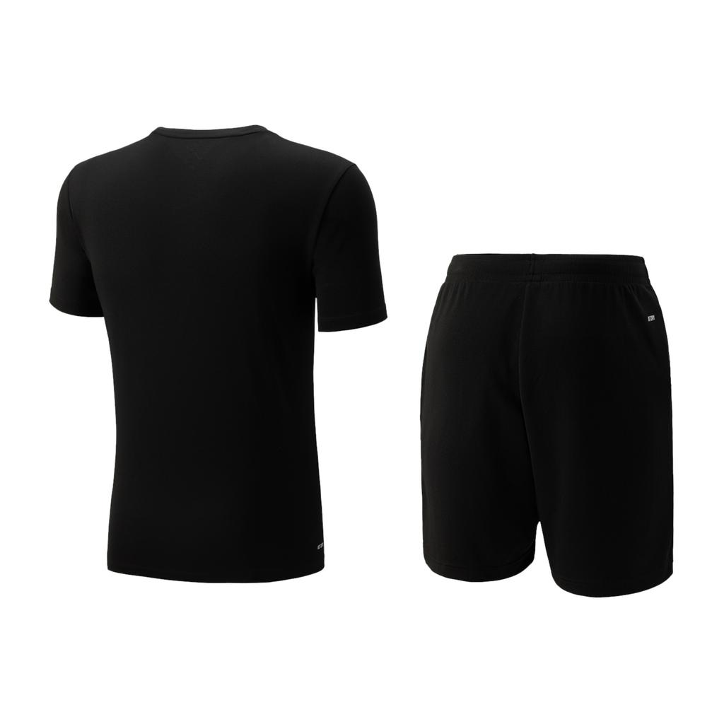 Li-Ning Badminton Series Color Block V-Neck Breathable Short Sleeve Top Comfortable Simple Mid-Waist Shorts Casual Sports Suit AATV041-1