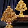 Tibetan Pagoda Trees Alloy,Tantric Golden Eight Auspicious Trees Buddhism Handicraft , Nepal Altars Desktop Decorative, 20 Cm