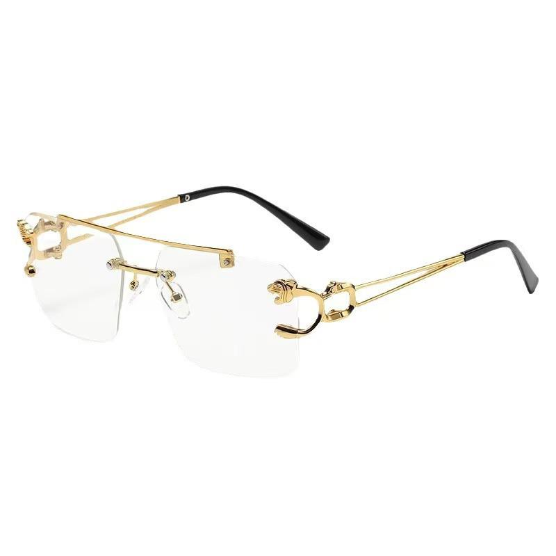 Unisex Square Frame Leopard Head Sunglasses, UV Protection, Trendy and High-End Feel